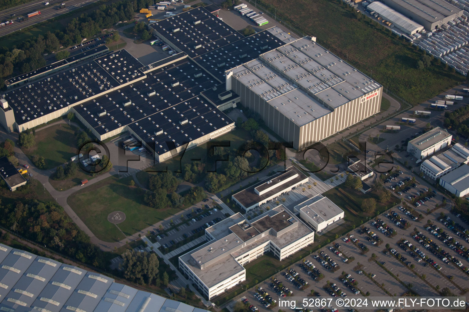 Aerial view of Bosch in the district Durlach in Karlsruhe in the state Baden-Wuerttemberg, Germany