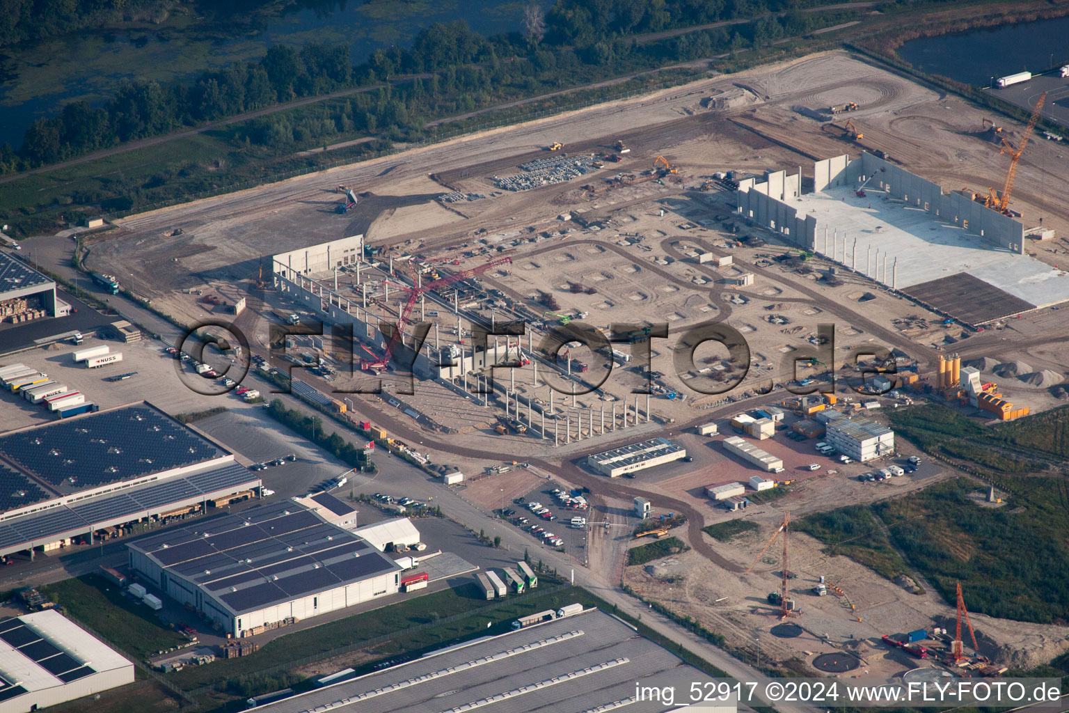 Oberwald Industrial Area in the district Maximiliansau in Wörth am Rhein in the state Rhineland-Palatinate, Germany viewn from the air