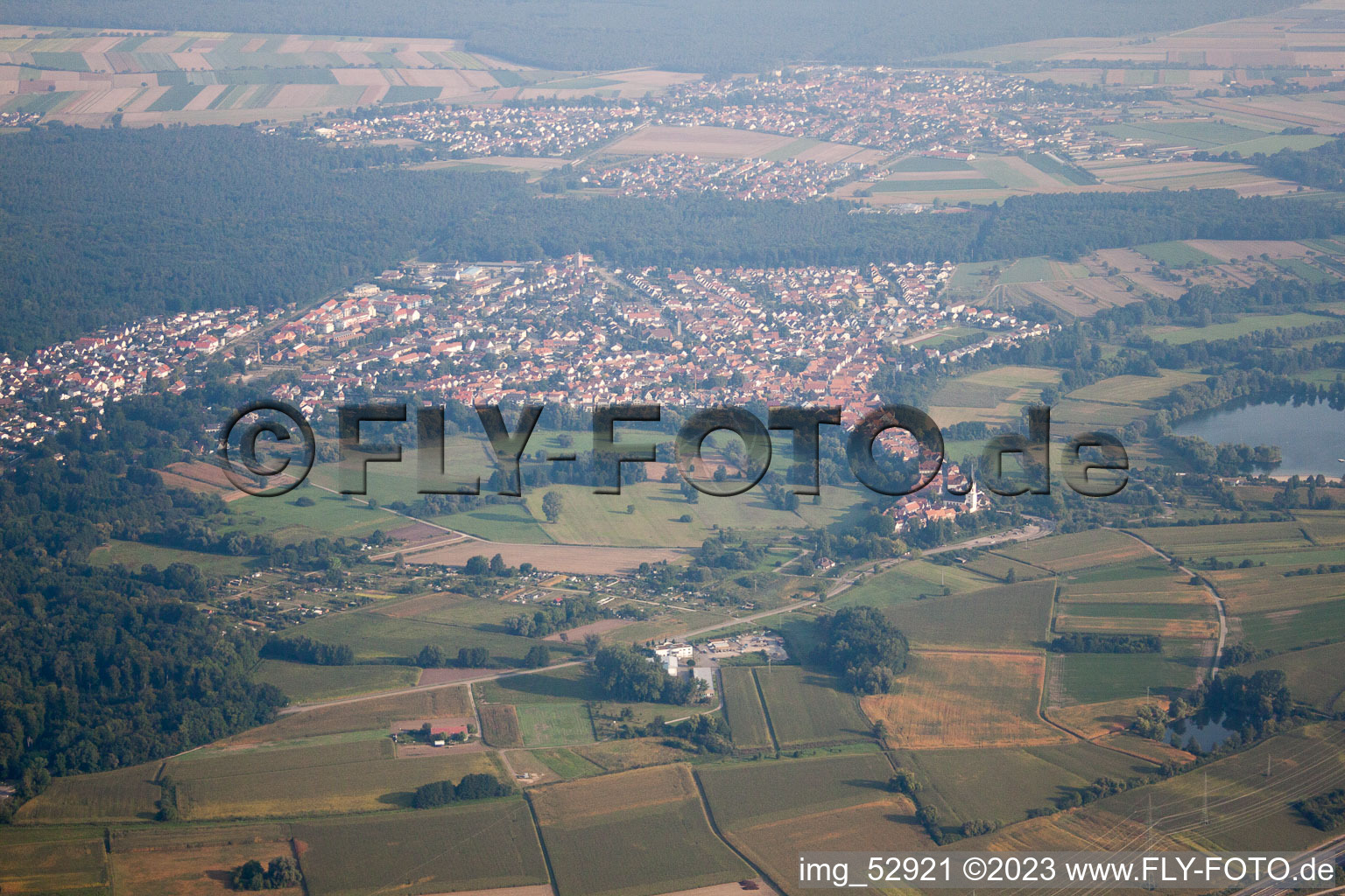 Jockgrim in the state Rhineland-Palatinate, Germany from above