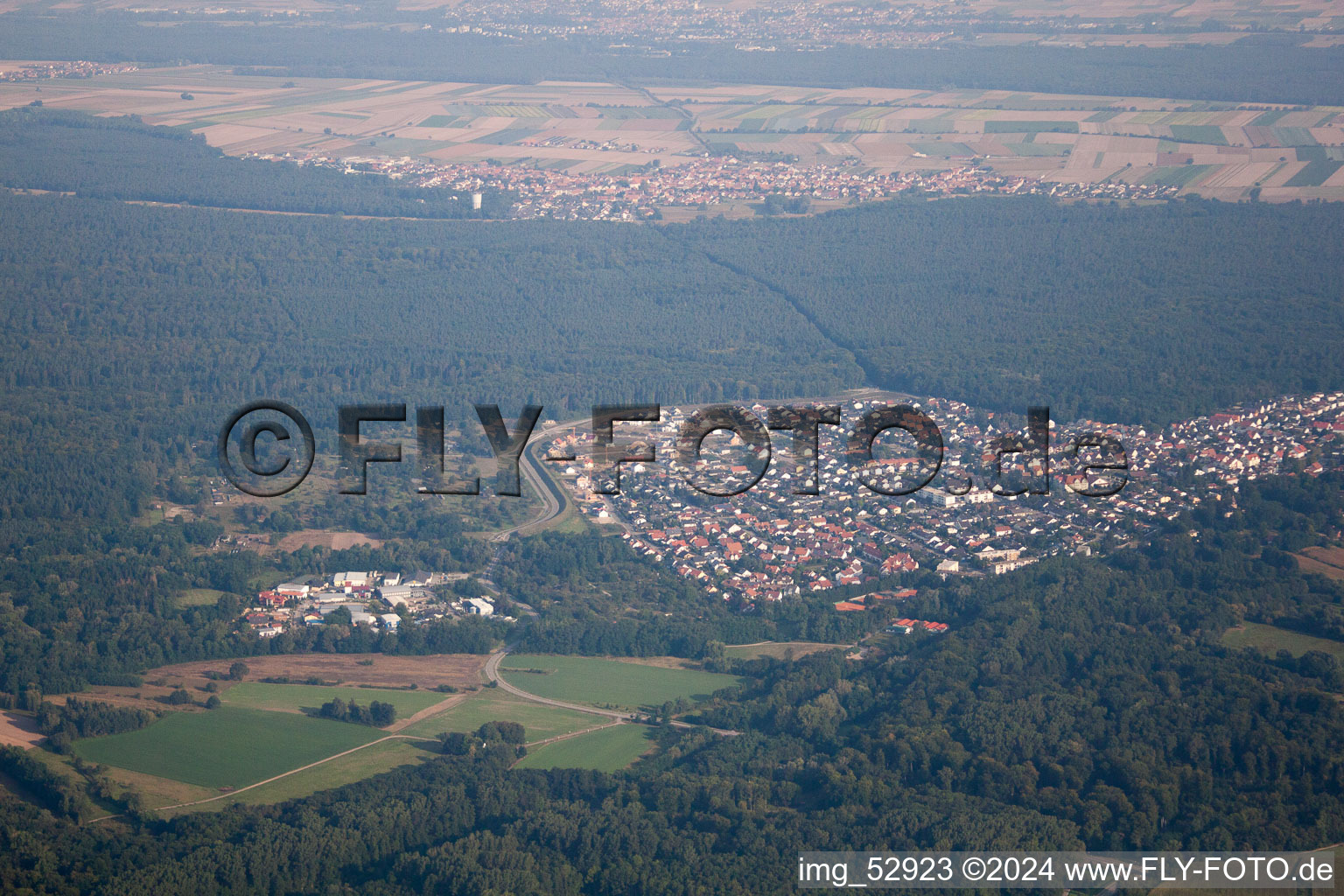 Jockgrim in the state Rhineland-Palatinate, Germany seen from above