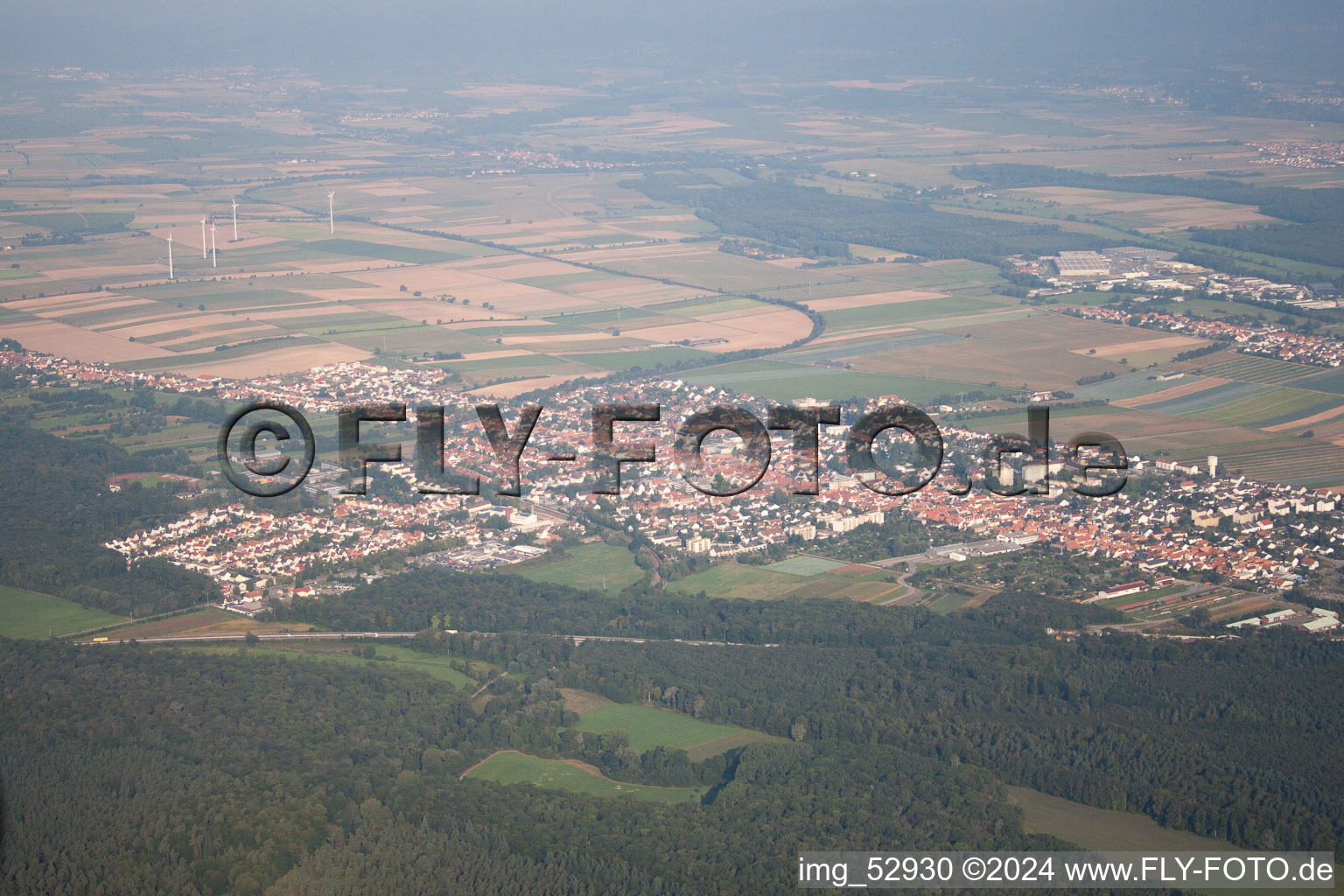 Kandel in the state Rhineland-Palatinate, Germany seen from above