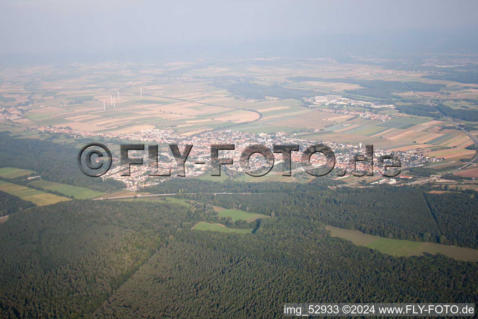 Bird's eye view of Kandel in the state Rhineland-Palatinate, Germany