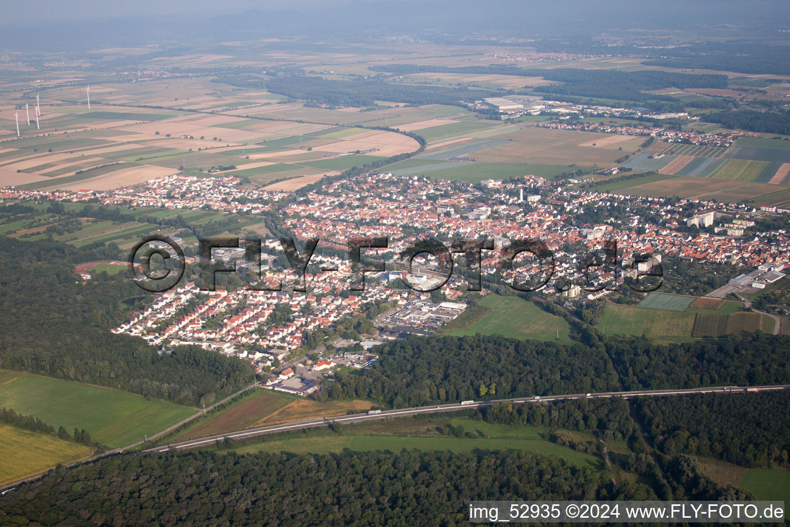 Drone recording of Kandel in the state Rhineland-Palatinate, Germany