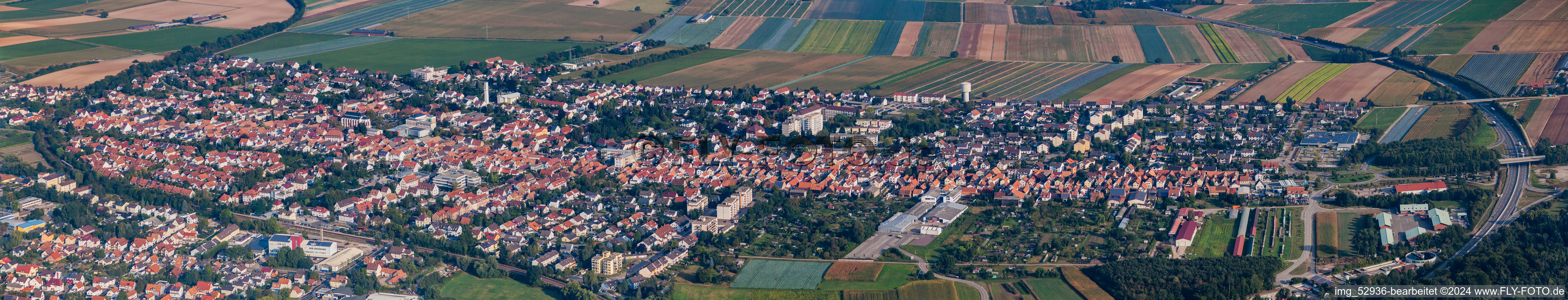 Panoramic perspective Town View of the streets and houses of the residential areas in Kandel in the state Rhineland-Palatinate, Germany