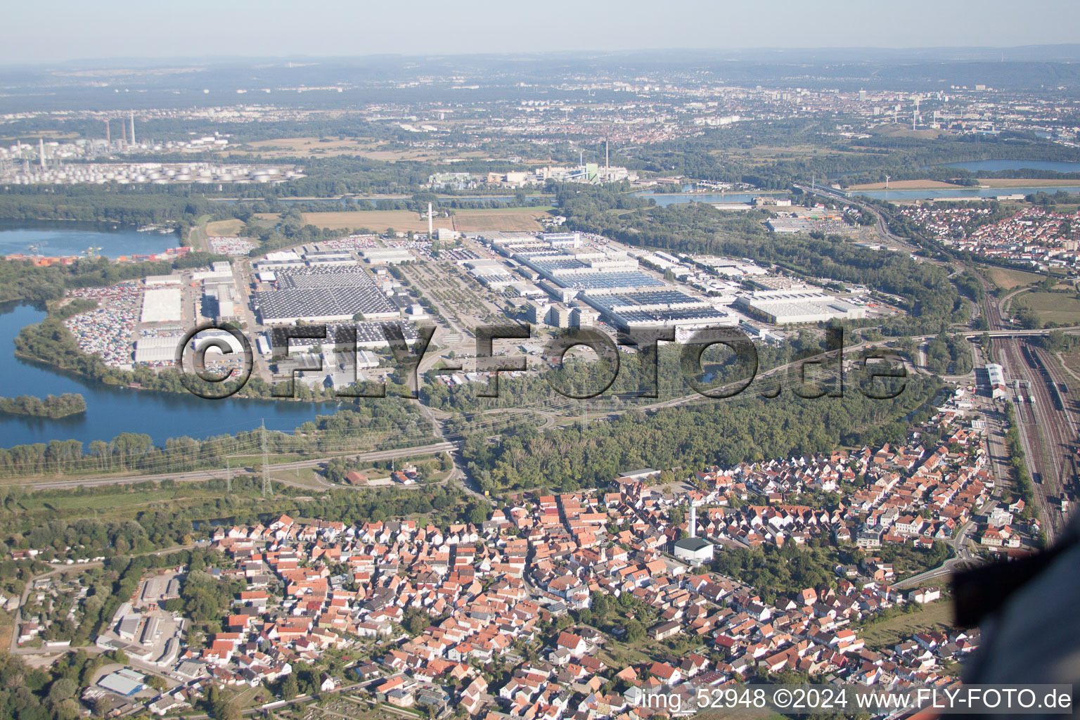 Drone image of Wörth am Rhein in the state Rhineland-Palatinate, Germany