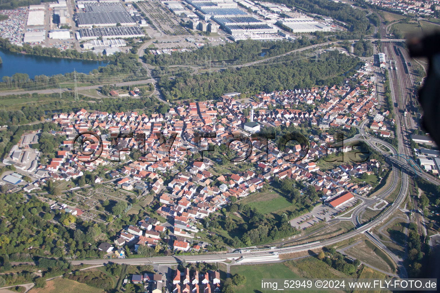 Wörth am Rhein in the state Rhineland-Palatinate, Germany from the drone perspective