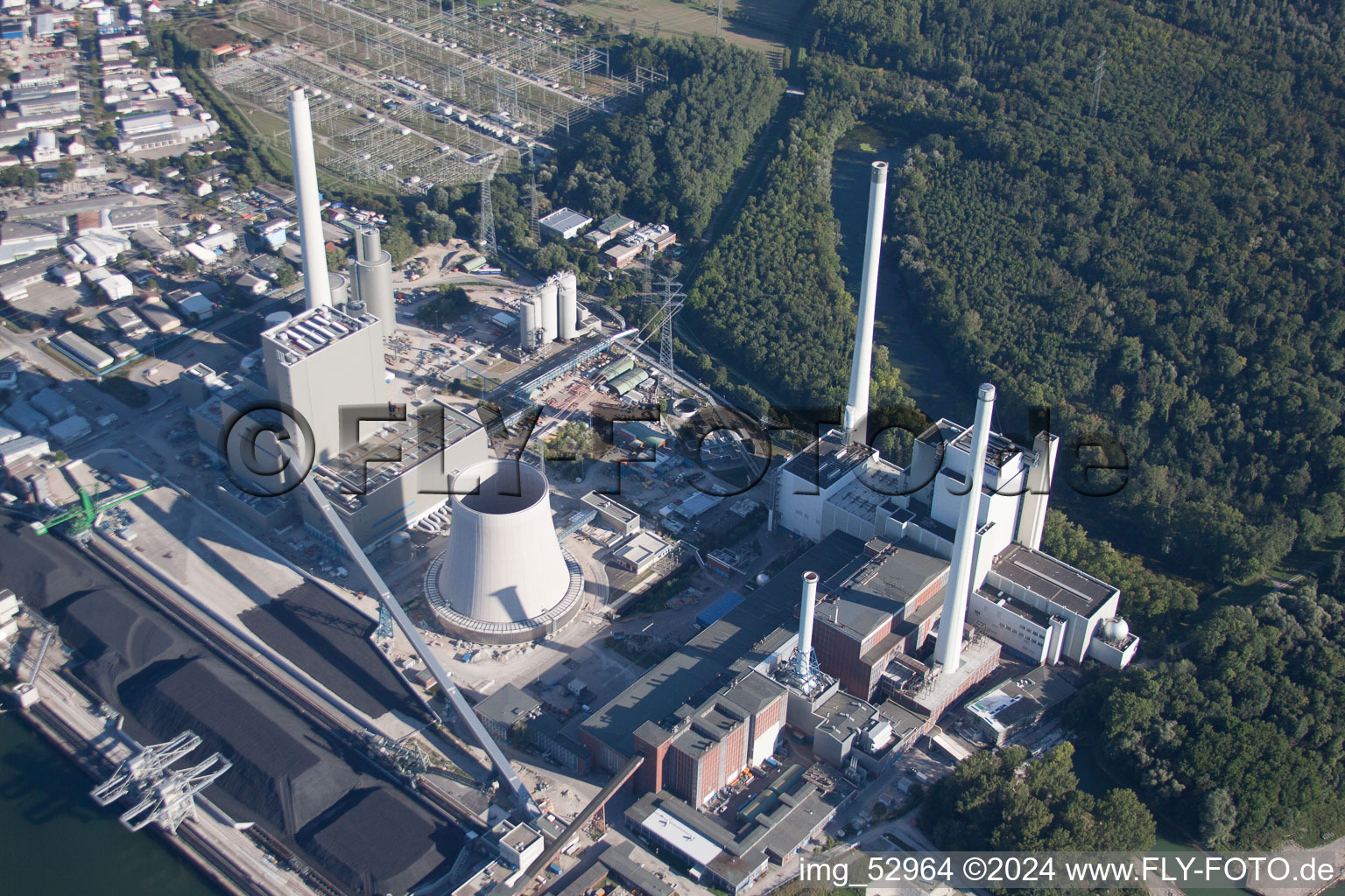 ENBW new building in the district Rheinhafen in Karlsruhe in the state Baden-Wuerttemberg, Germany seen from above