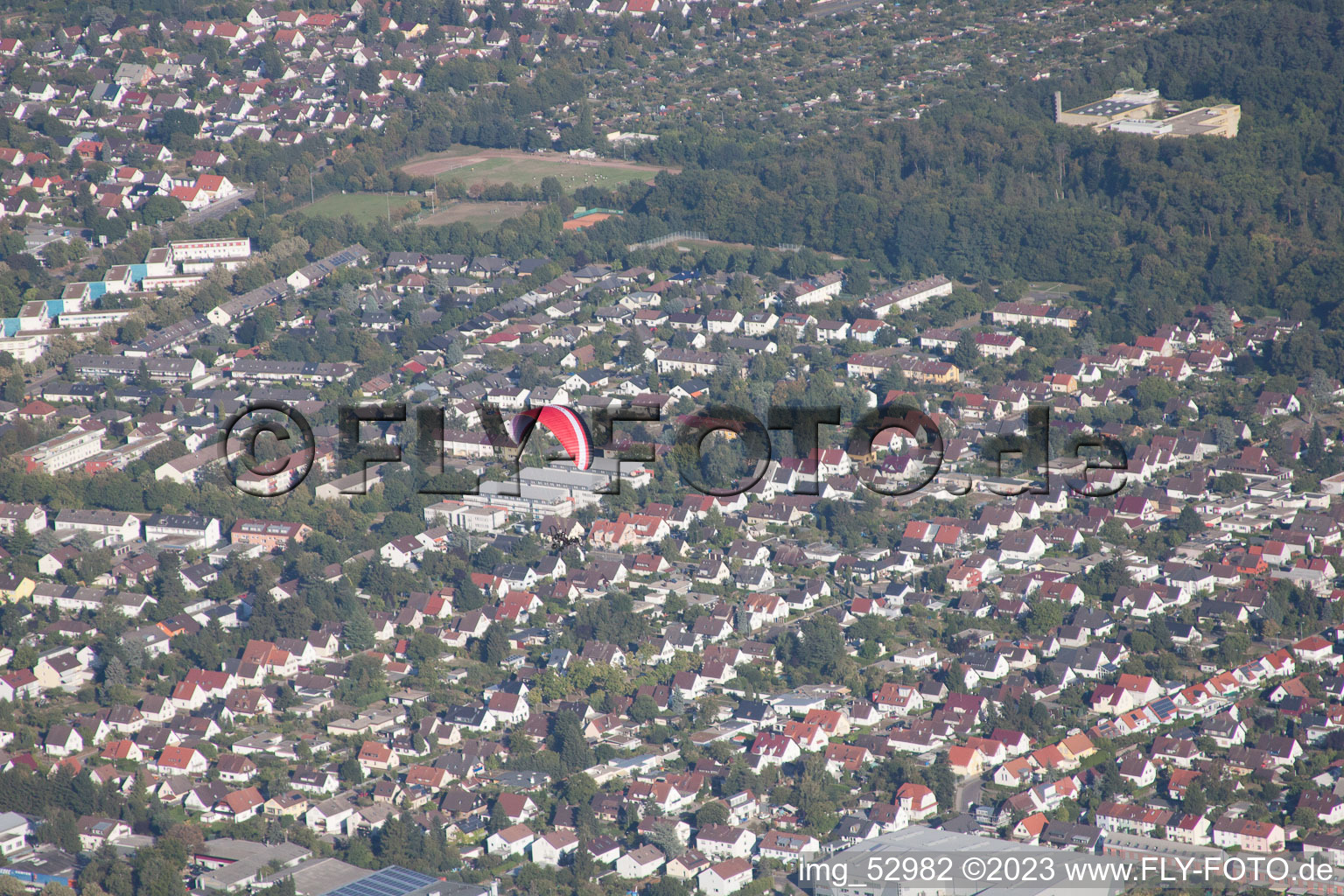 Drone image of District Innenstadt-West in Karlsruhe in the state Baden-Wuerttemberg, Germany