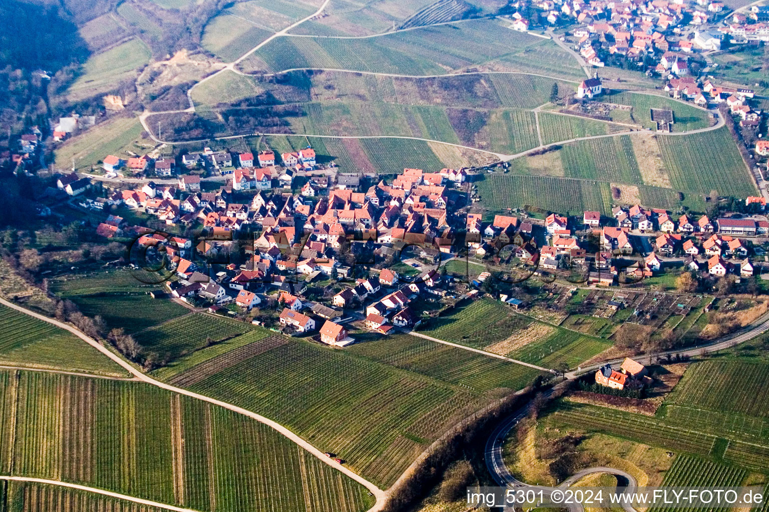 District Gleishorbach in Gleiszellen-Gleishorbach in the state Rhineland-Palatinate, Germany from a drone