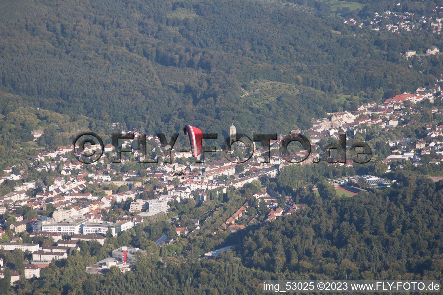 Aerial view of District Oos in Baden-Baden in the state Baden-Wuerttemberg, Germany