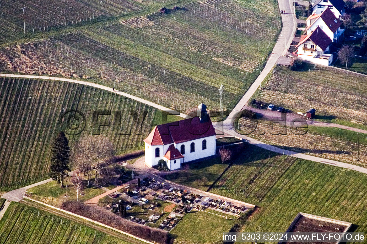 Churches building the chapel Dionysius and grave-yard in the wine-yards near the district Gleishorbach in Gleiszellen-Gleishorbach in the state Rhineland-Palatinate