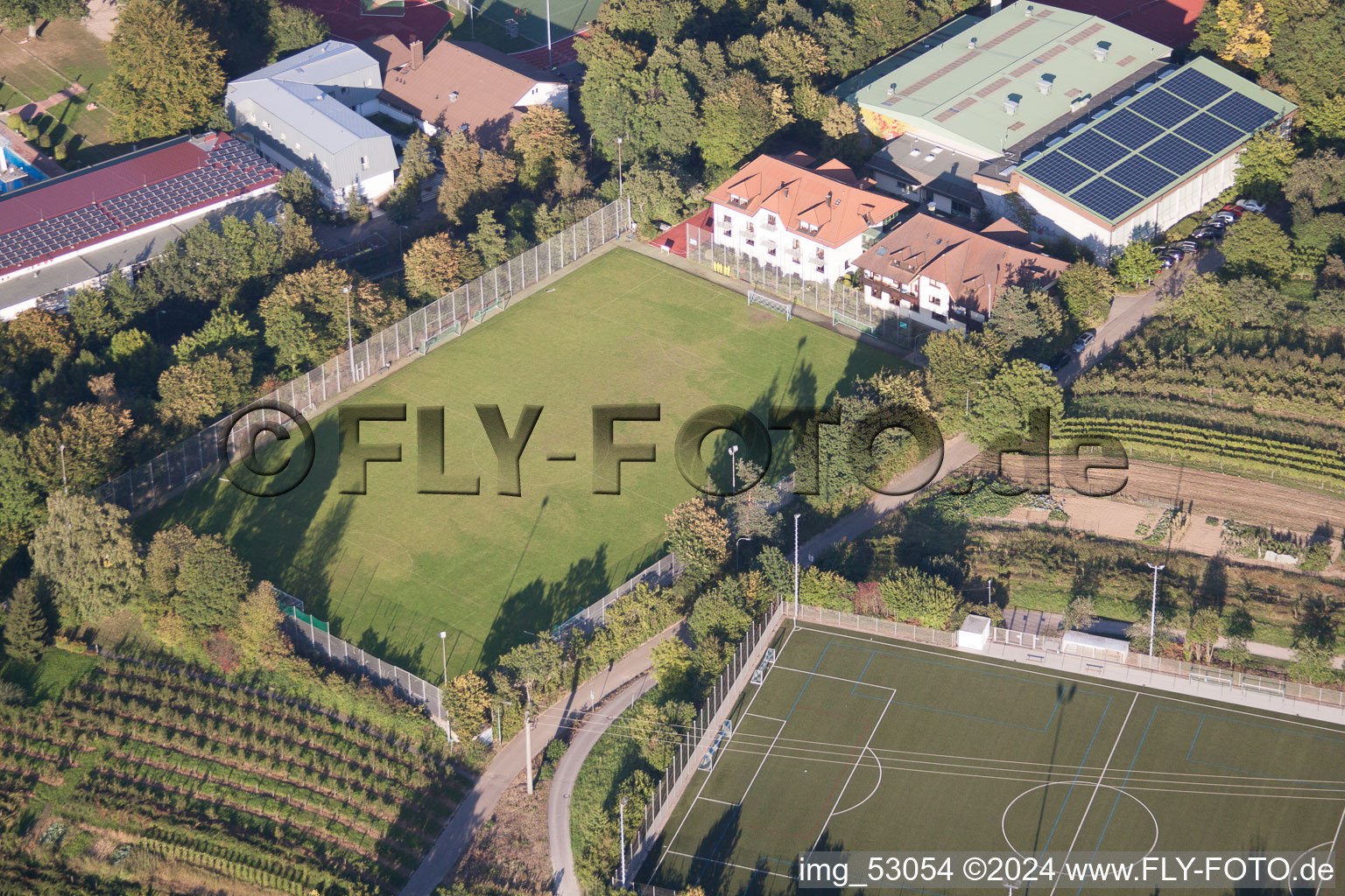 Aerial view of South Baden Sports School in the district Steinbach in Baden-Baden in the state Baden-Wuerttemberg, Germany