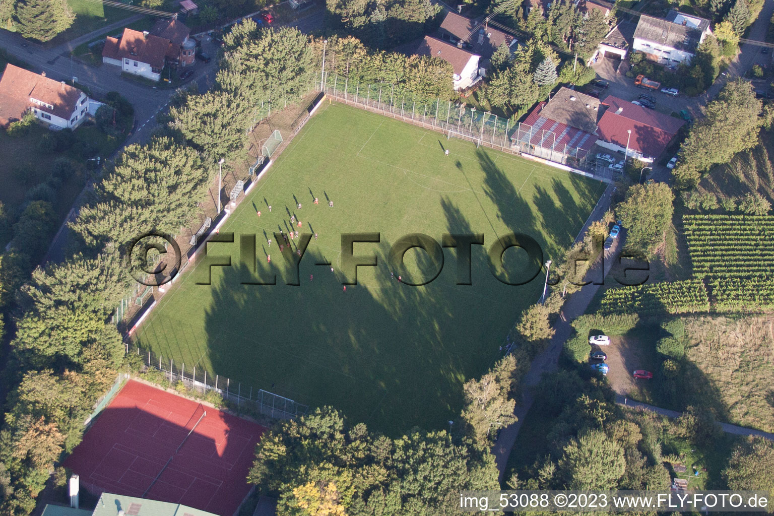 South Baden sports school in Steinbach in the state Baden-Wuerttemberg, Germany from the plane