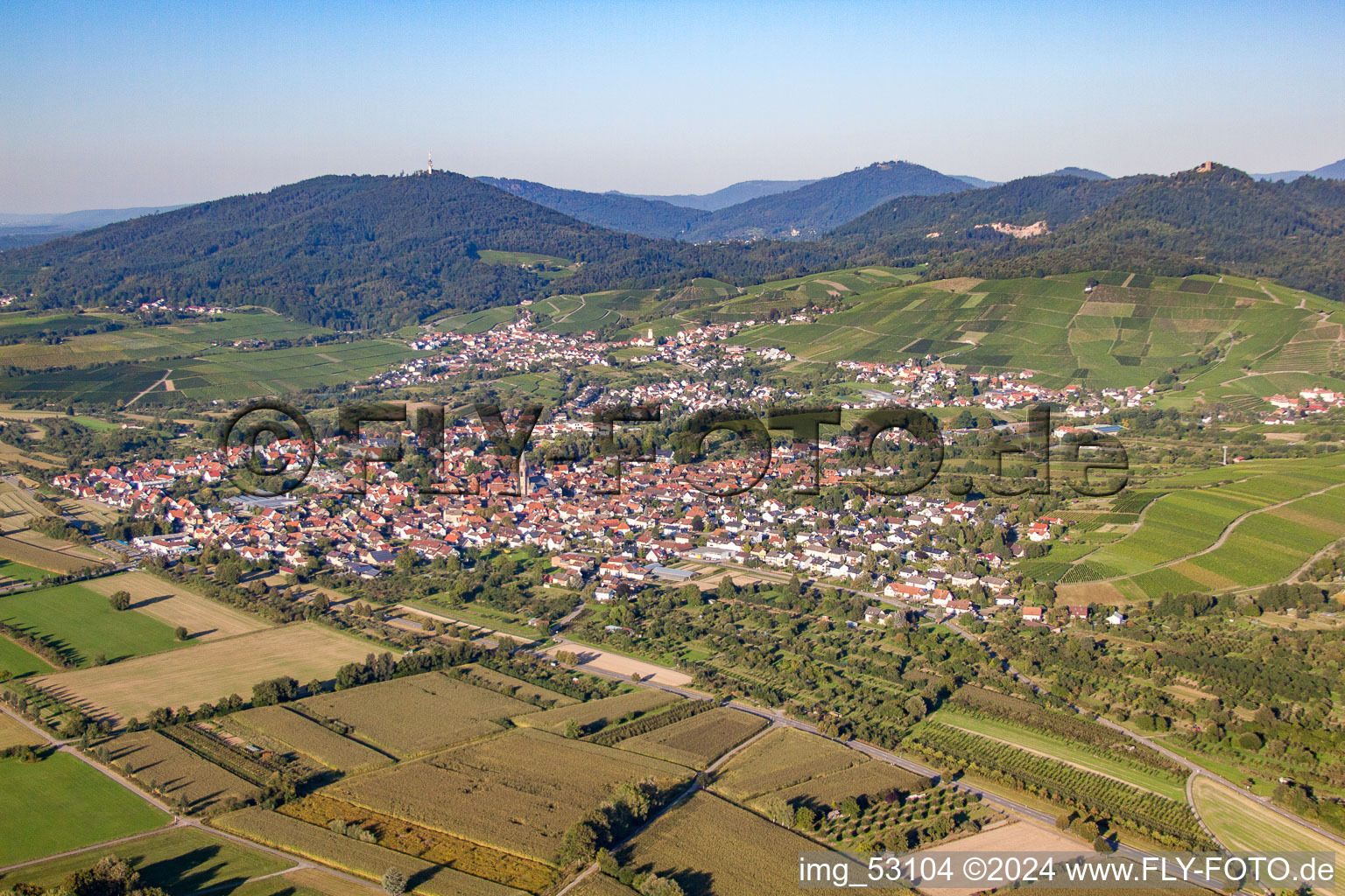 Aerial view of From the southwest in the district Steinbach in Baden-Baden in the state Baden-Wuerttemberg, Germany