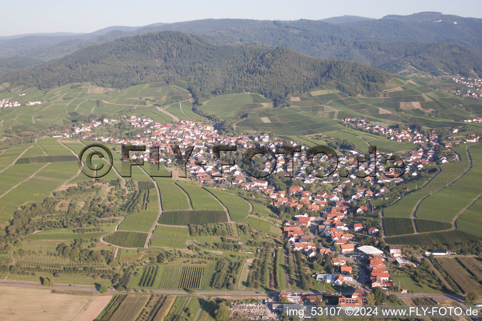 Bird's eye view of District Eisental in Bühl in the state Baden-Wuerttemberg, Germany