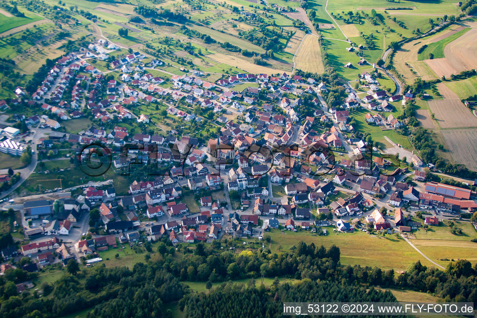 Aerial view of District Altheim in Horb am Neckar in the state Baden-Wuerttemberg, Germany