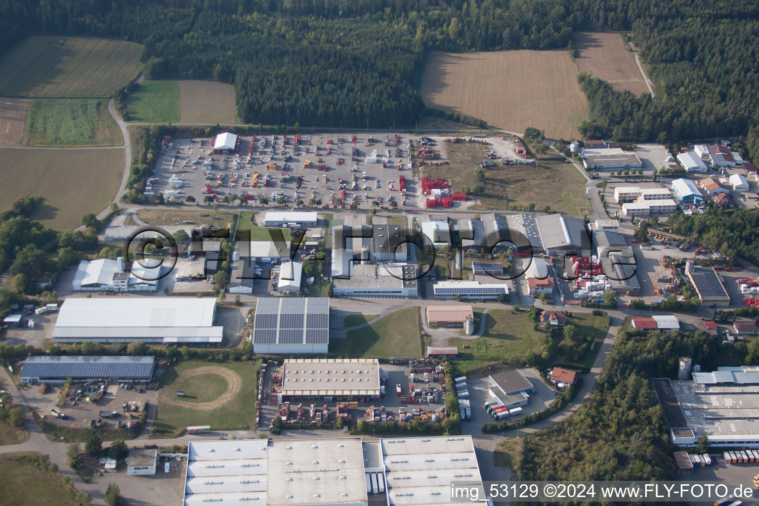 Aerial view of Industrial and commercial area South in Haiterbach in the state Baden-Wurttemberg, Germany