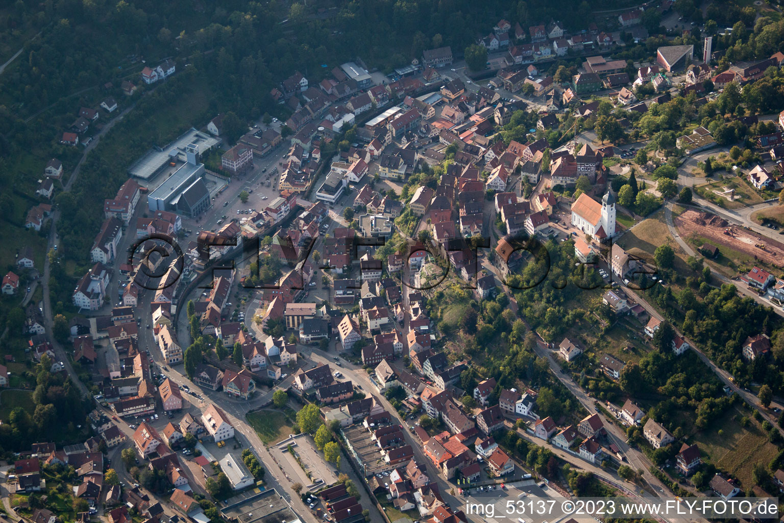 Aerial photograpy of Altensteig in the state Baden-Wuerttemberg, Germany