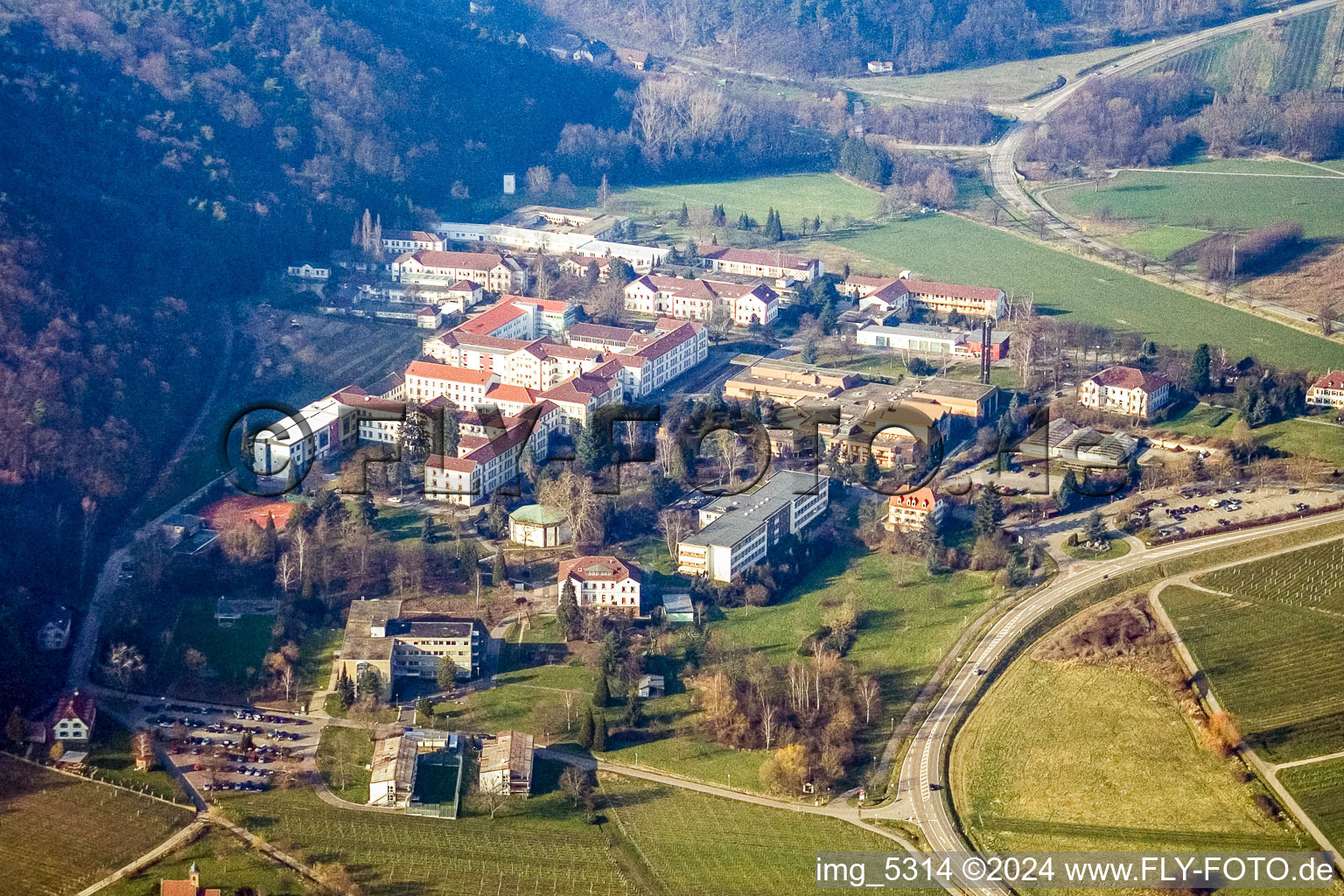 Psychiatric Hospital Landeck in Klingenmünster in the state Rhineland-Palatinate, Germany seen from above