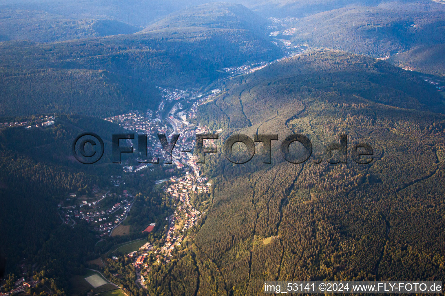 Aerial view of Bad Wildbad in the state Baden-Wuerttemberg, Germany