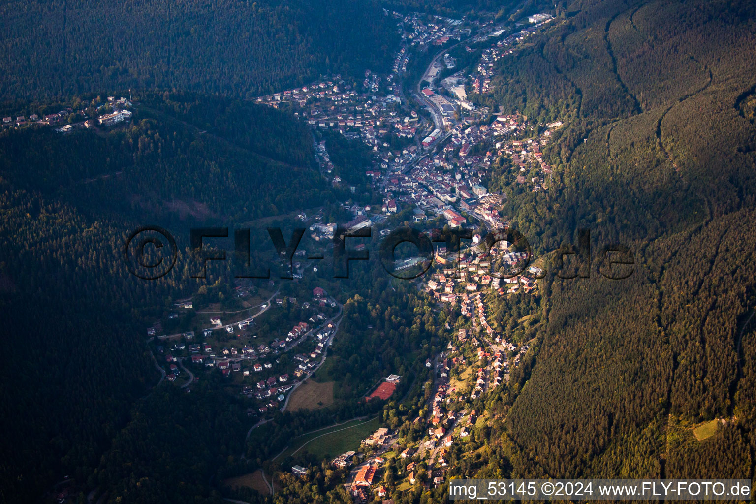 Aerial photograpy of Bad Wildbad in the state Baden-Wuerttemberg, Germany