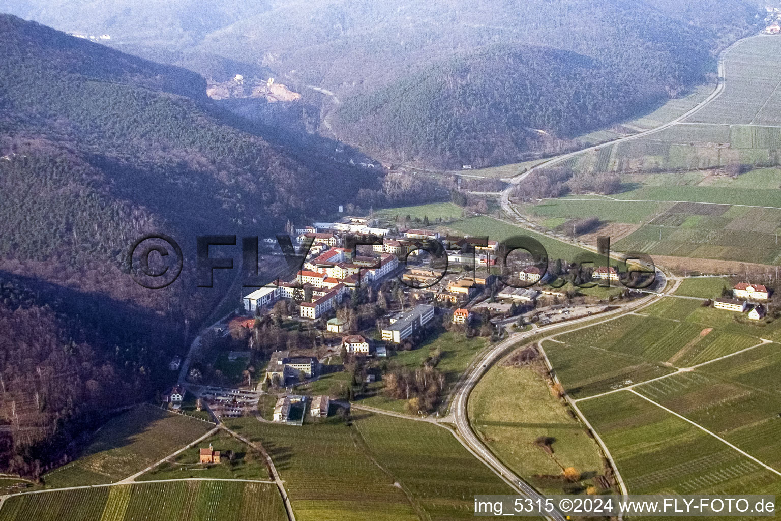 Psychiatric Hospital Landeck in Klingenmünster in the state Rhineland-Palatinate, Germany from the plane