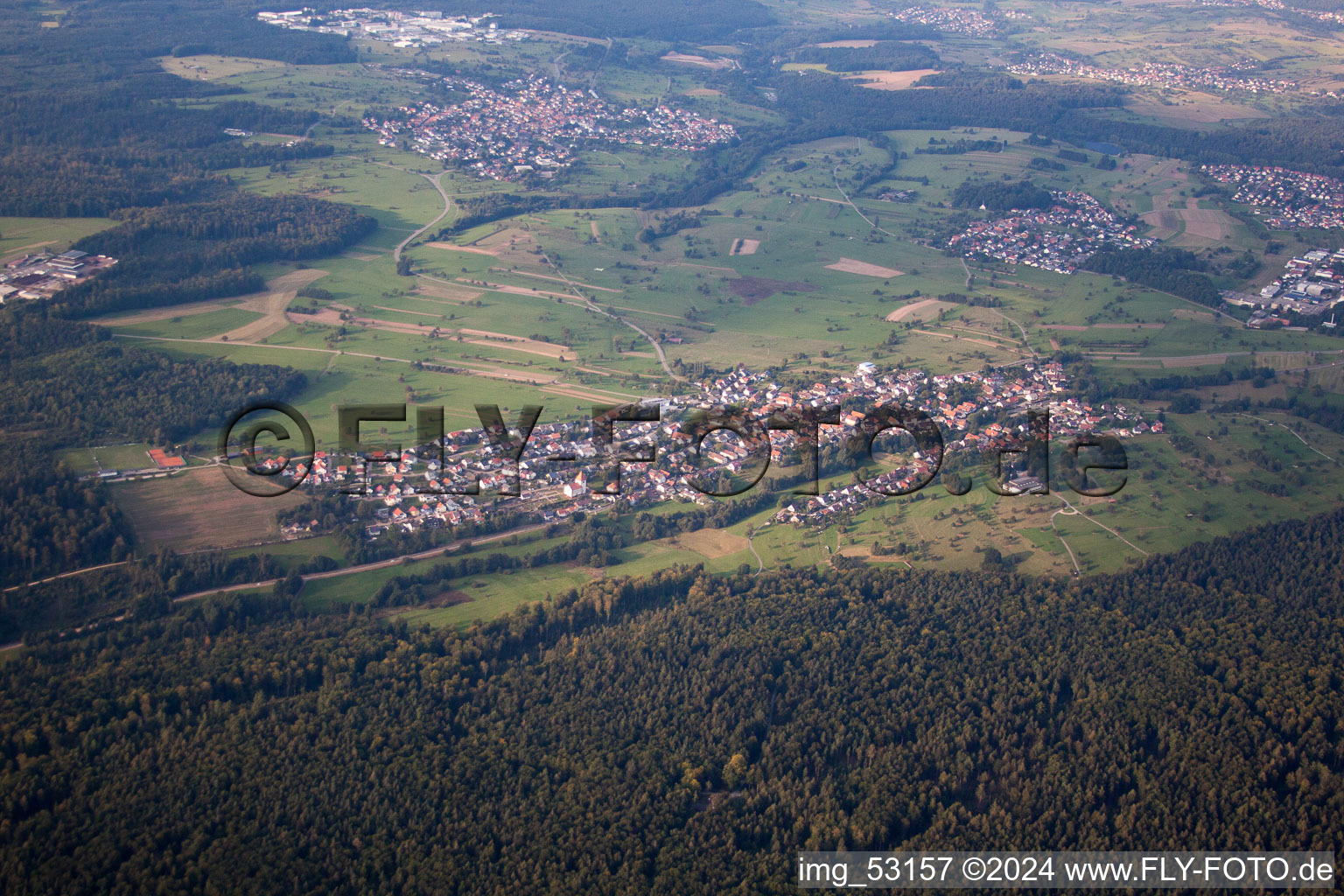 District Langenalb in Straubenhardt in the state Baden-Wuerttemberg, Germany from the plane