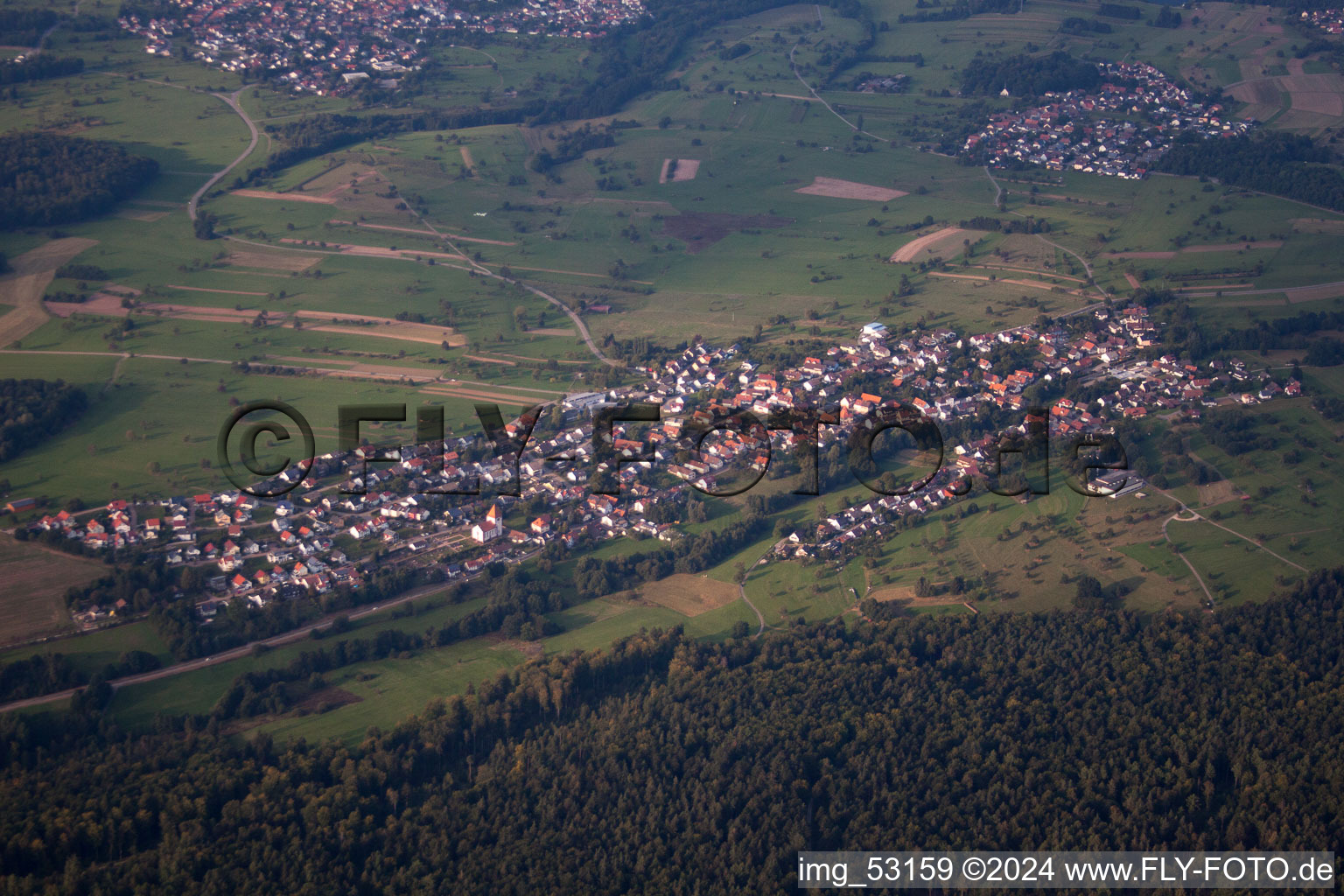 Bird's eye view of District Langenalb in Straubenhardt in the state Baden-Wuerttemberg, Germany