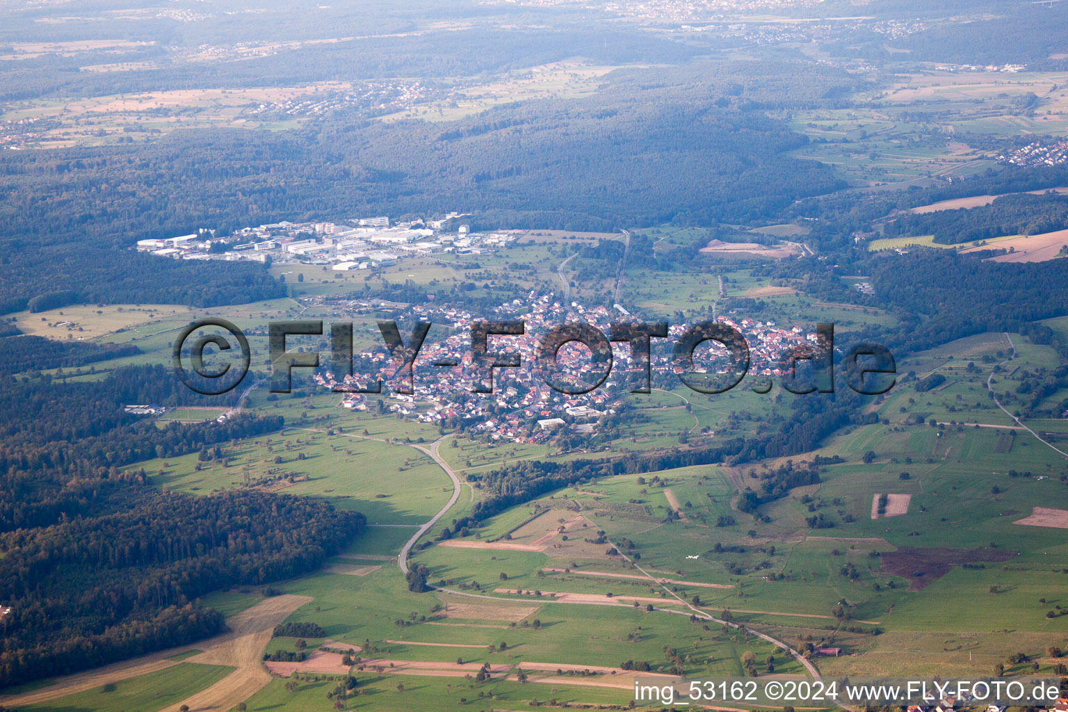 Drone image of District Ittersbach in Karlsbad in the state Baden-Wuerttemberg, Germany