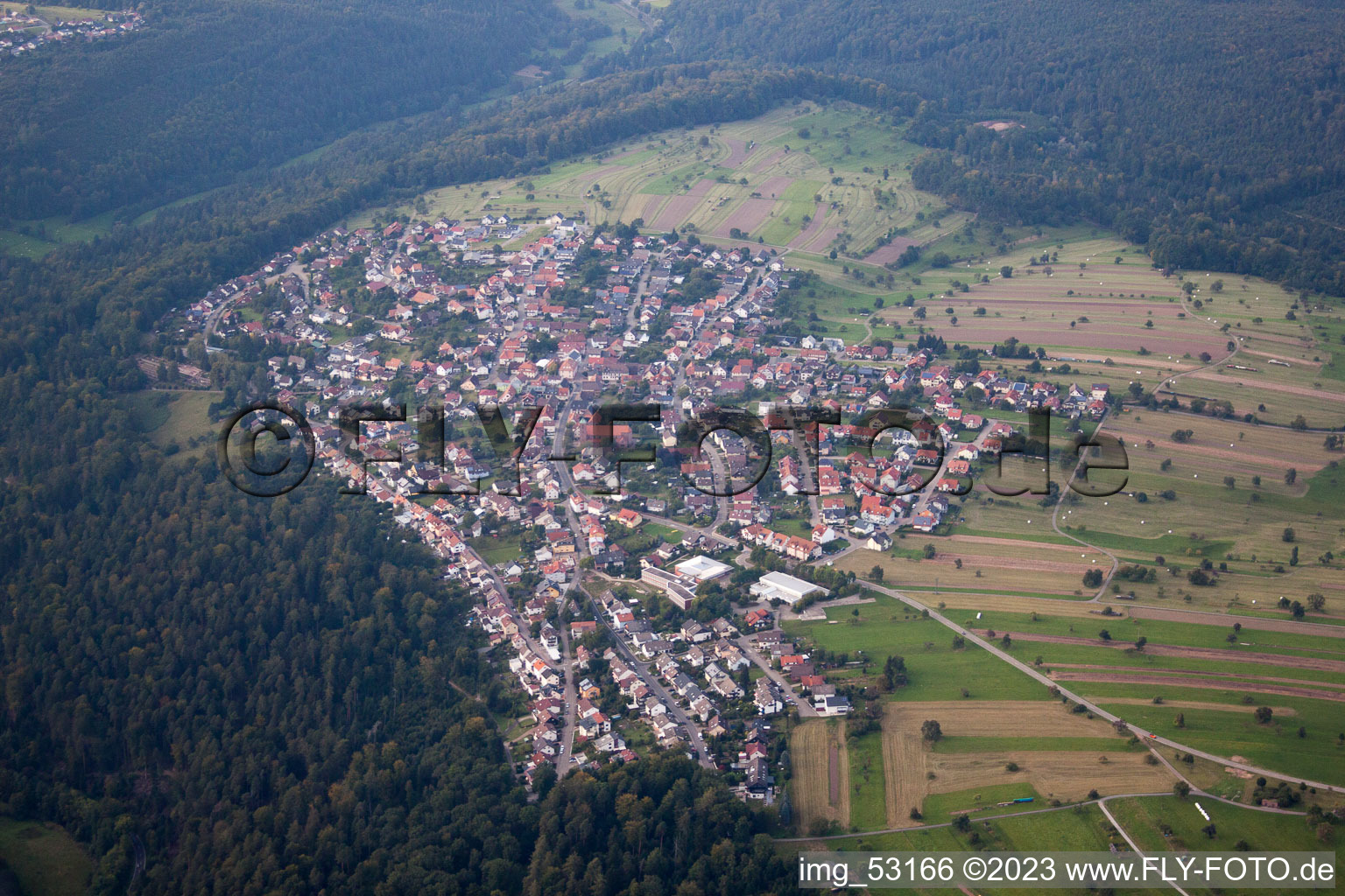 Pfaffenrot in the state Baden-Wuerttemberg, Germany from the drone perspective