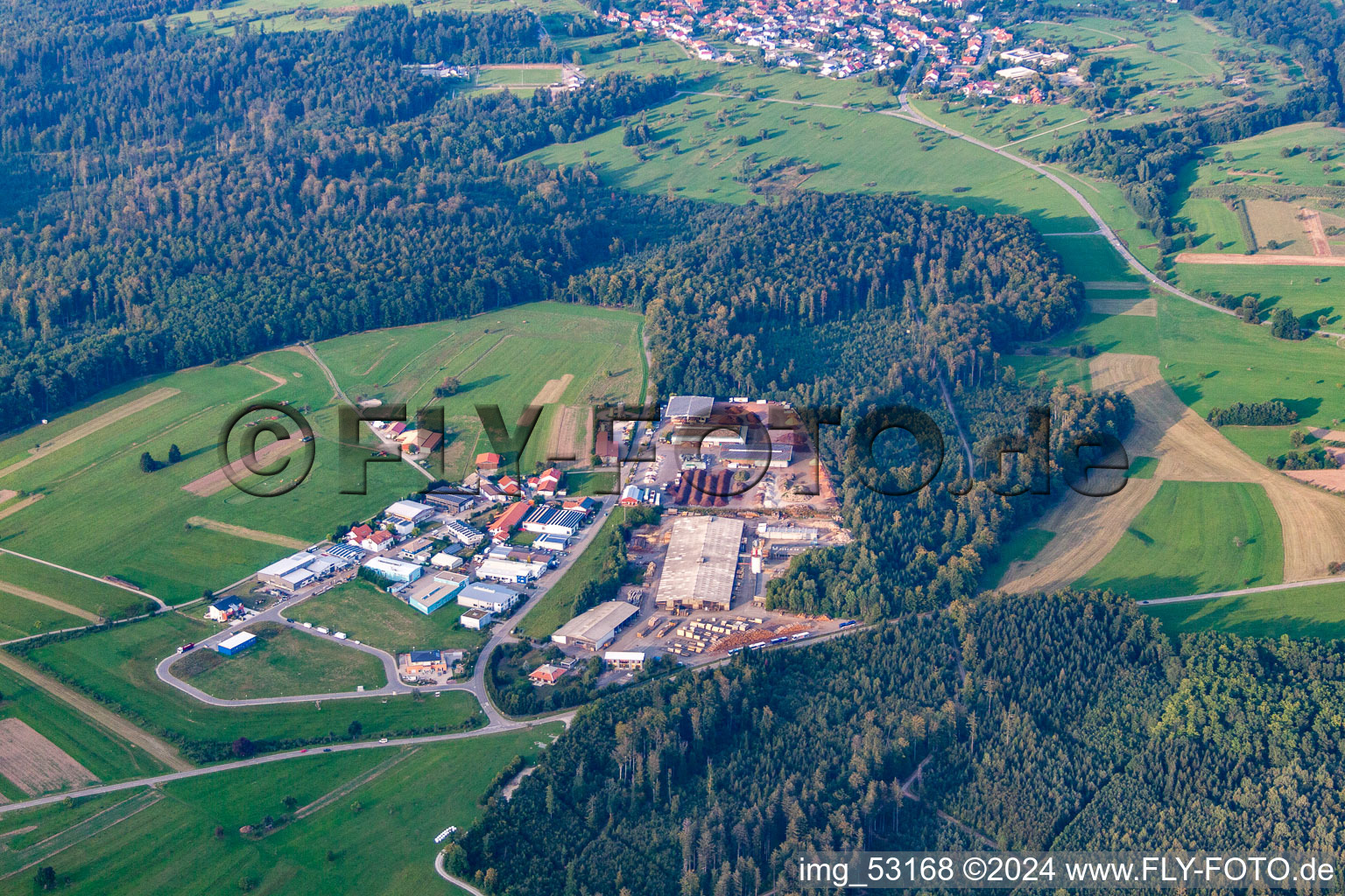 Oblique view of District Pfaffenrot in Marxzell in the state Baden-Wuerttemberg, Germany