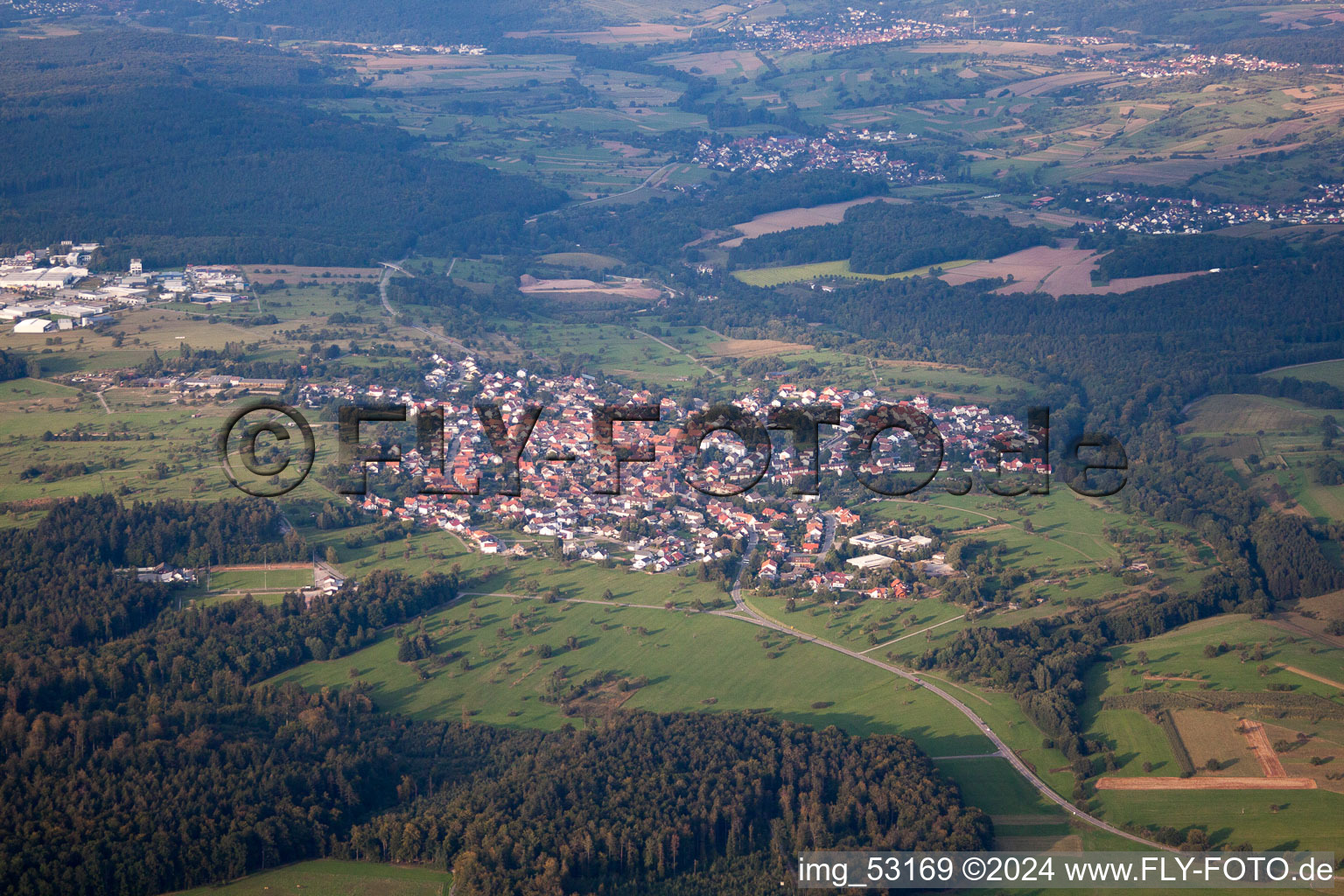 District Ittersbach in Karlsbad in the state Baden-Wuerttemberg, Germany from the drone perspective