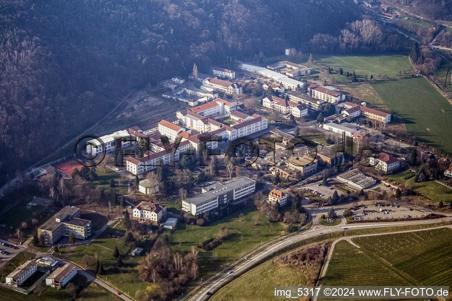 Psychiatric Hospital Landeck in Klingenmünster in the state Rhineland-Palatinate, Germany viewn from the air