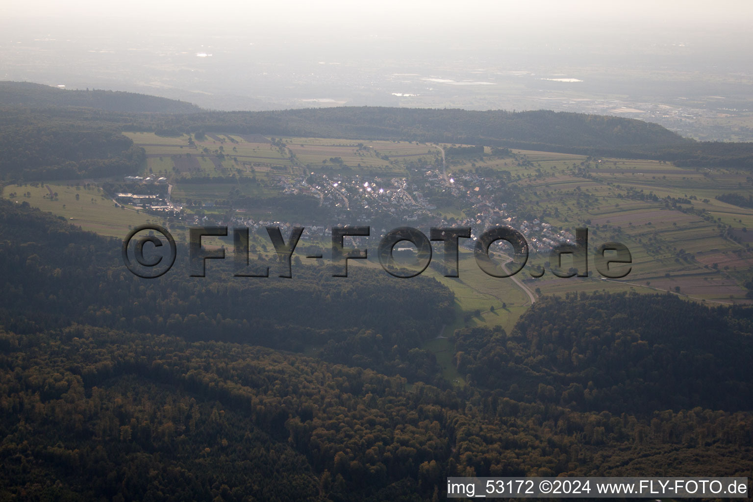 Aerial view of Marxzell in the state Baden-Wuerttemberg, Germany