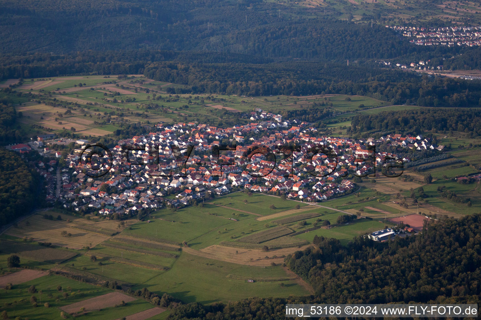 District Spessart in Ettlingen in the state Baden-Wuerttemberg, Germany from the drone perspective