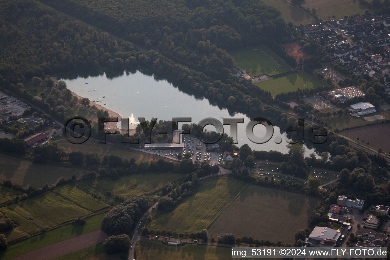 Buchtzig bathing lake in the district Bruchhausen in Ettlingen in the state Baden-Wuerttemberg, Germany