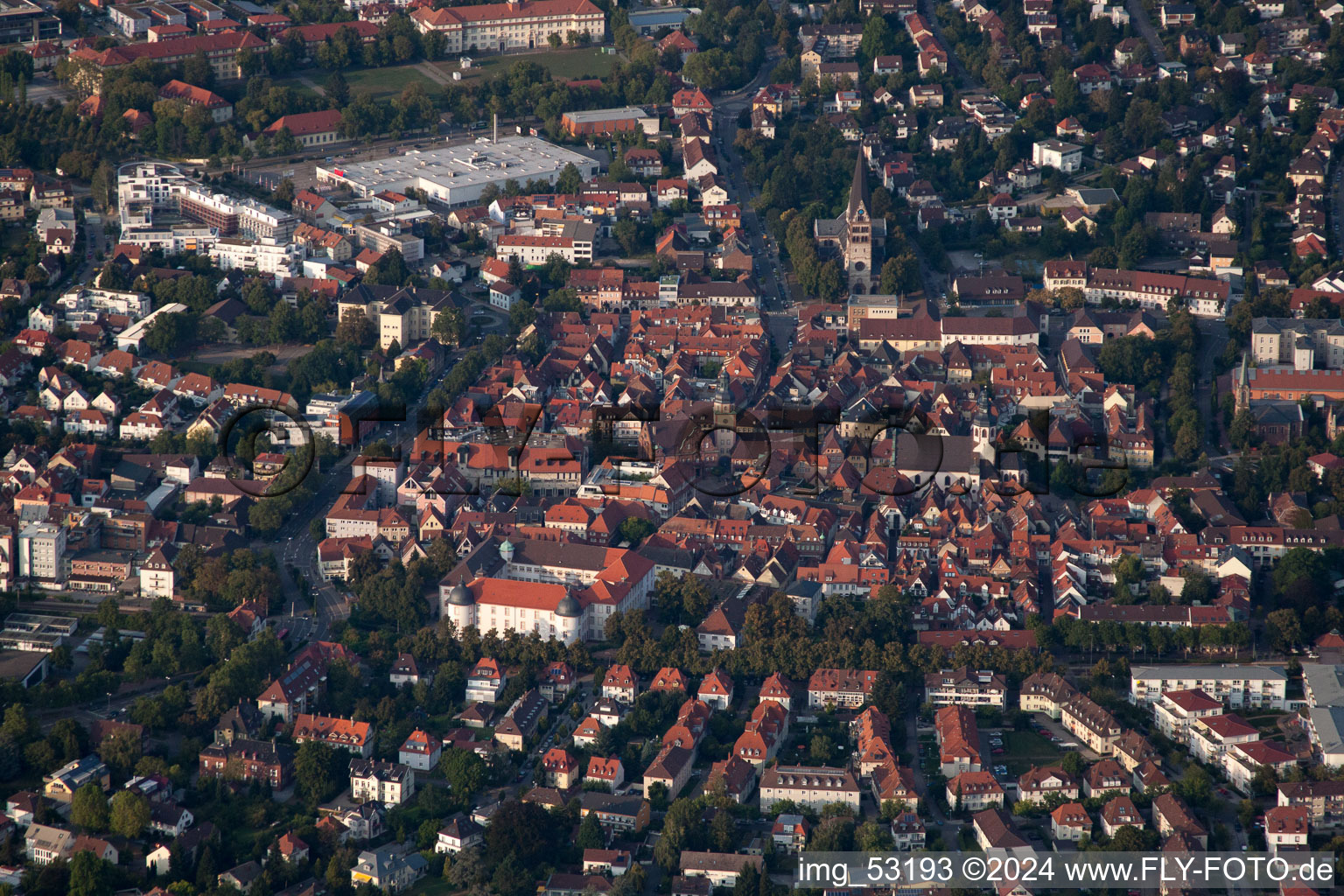 Old town from the south in Ettlingen in the state Baden-Wuerttemberg, Germany