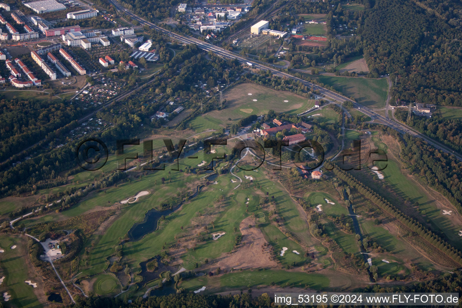 District Beiertheim-Bulach in Karlsruhe in the state Baden-Wuerttemberg, Germany from the plane