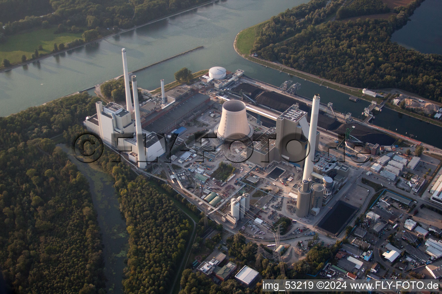 Aerial photograpy of ENBW new building in the district Rheinhafen in Karlsruhe in the state Baden-Wuerttemberg, Germany