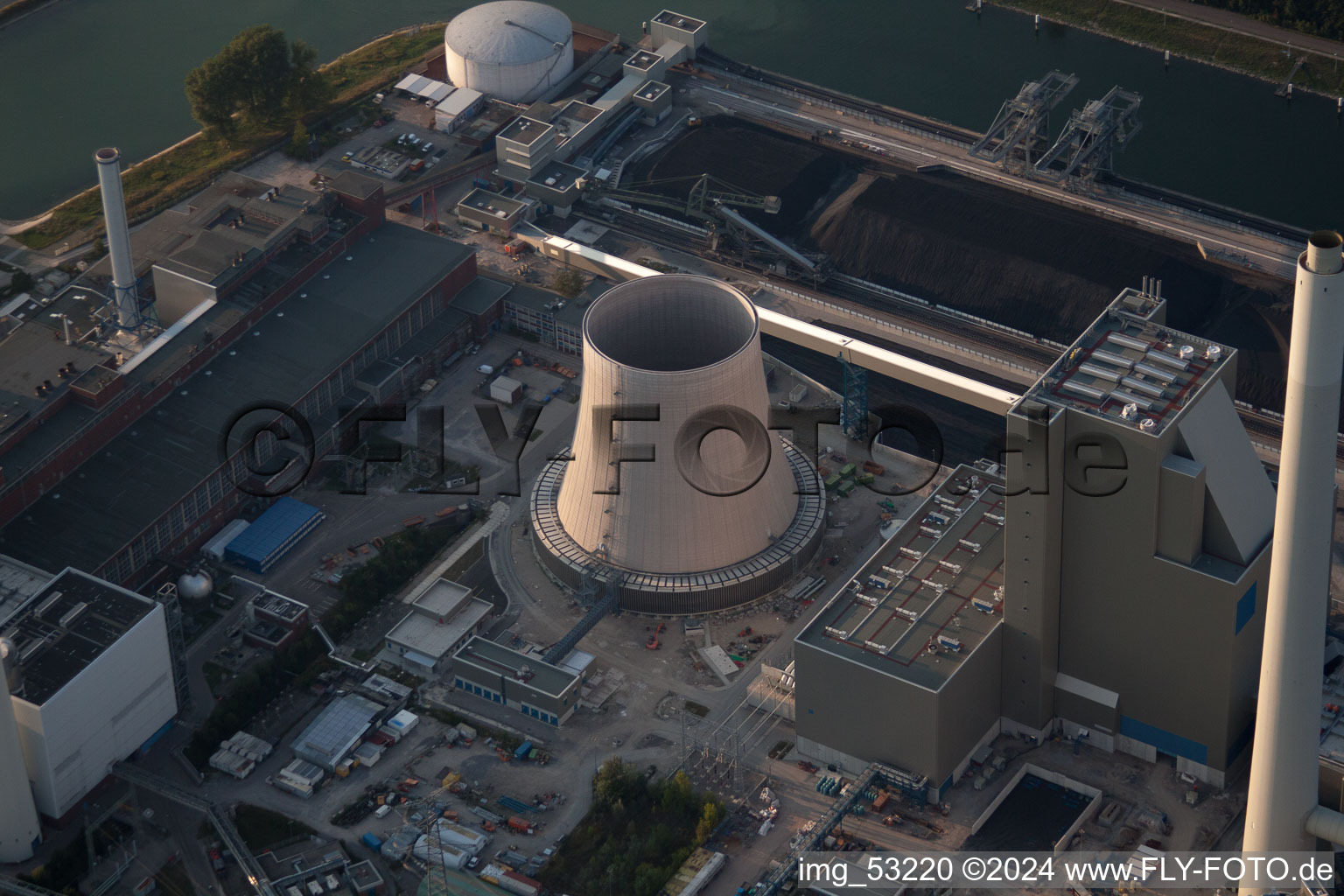 Oblique view of ENBW new building in the district Rheinhafen in Karlsruhe in the state Baden-Wuerttemberg, Germany