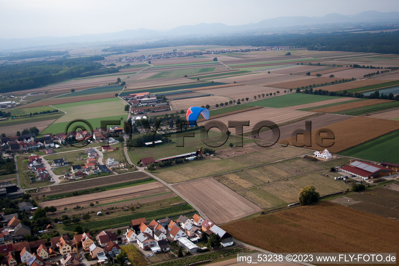 Aerial view of Hatzenbühl in the state Rhineland-Palatinate, Germany