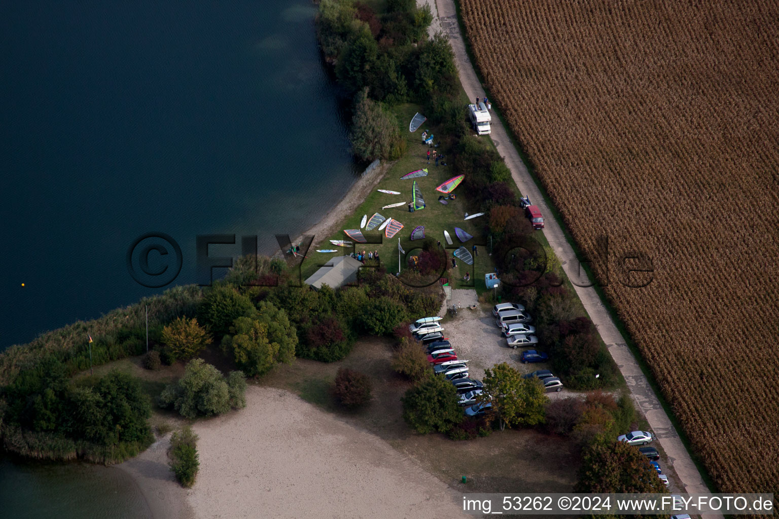 Windsurfer at the outdoor pool in Jockgrim in the state Rhineland-Palatinate, Germany