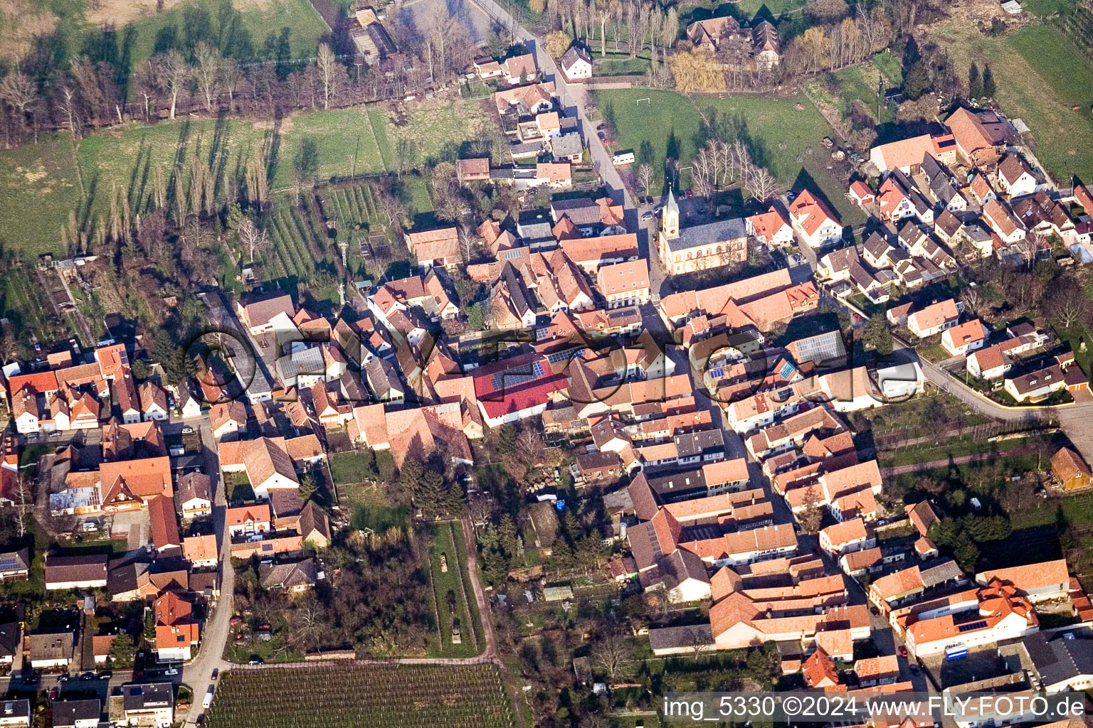 Aerial photograpy of District Mühlhofen in Billigheim-Ingenheim in the state Rhineland-Palatinate, Germany