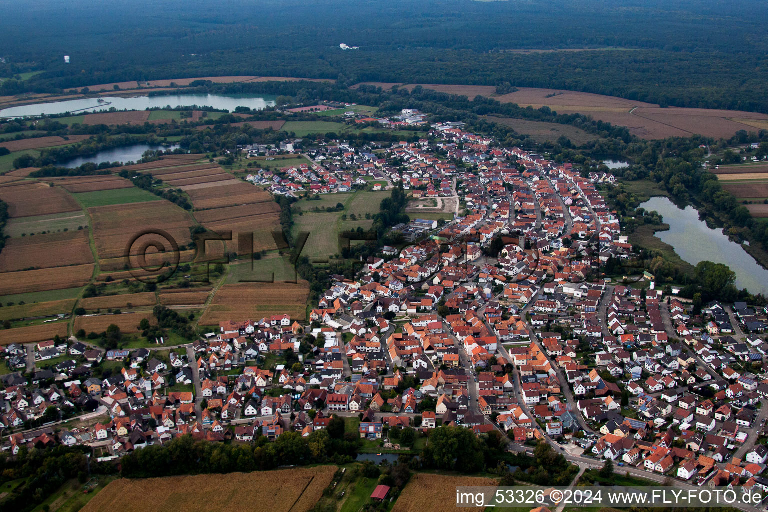 Drone recording of District Neuburg in Neuburg am Rhein in the state Rhineland-Palatinate, Germany