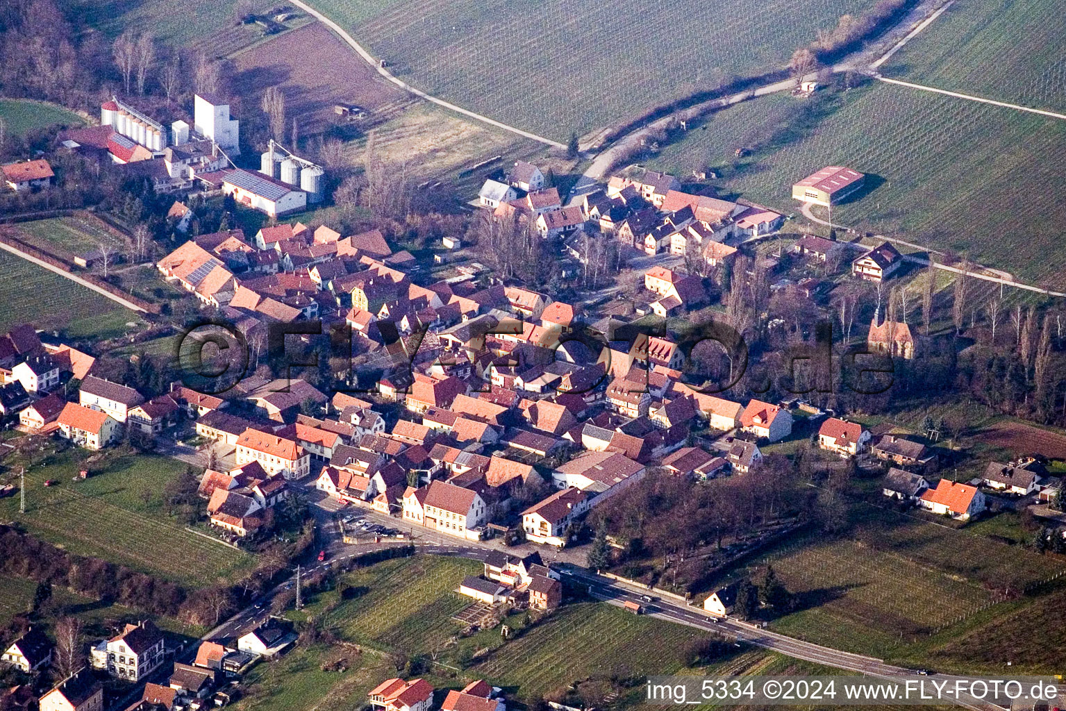 District Appenhofen in Billigheim-Ingenheim in the state Rhineland-Palatinate, Germany seen from above