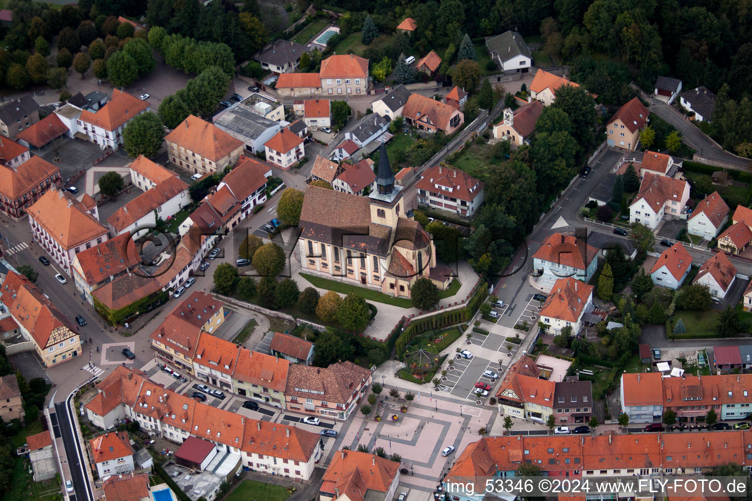 Aerial view of Lauterbourg in the state Bas-Rhin, France