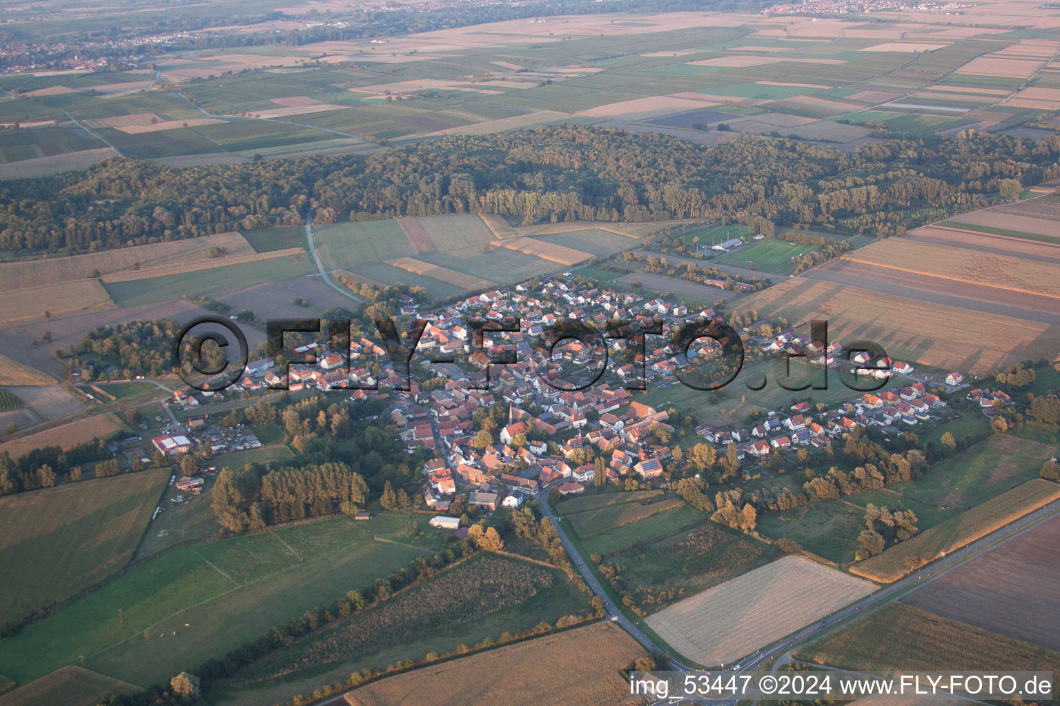 Drone recording of Barbelroth in the state Rhineland-Palatinate, Germany