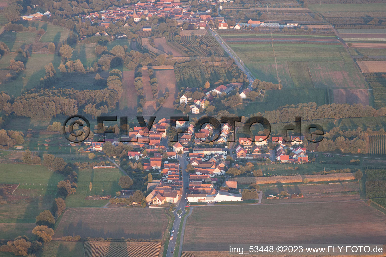 Bird's eye view of Oberhausen in the state Rhineland-Palatinate, Germany