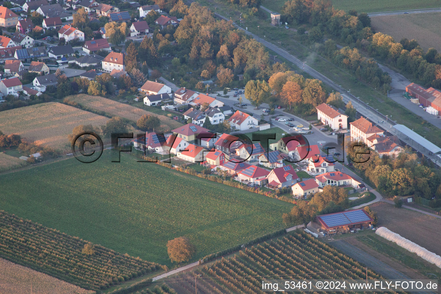 Oblique view of New development area in the NE in Winden in the state Rhineland-Palatinate, Germany