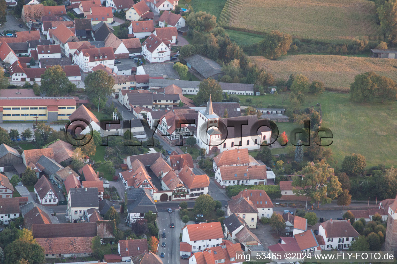 Minfeld in the state Rhineland-Palatinate, Germany from the plane